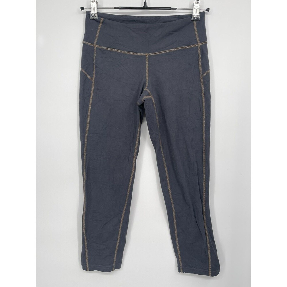 Athleta Size S Capri Leggings Women Gray Excellent Contrast Stitch Lattice Back